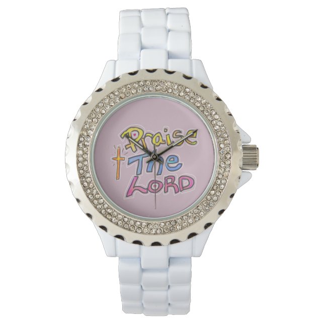Prijs de Here Christelijk Roze Horloge (Voorkant)