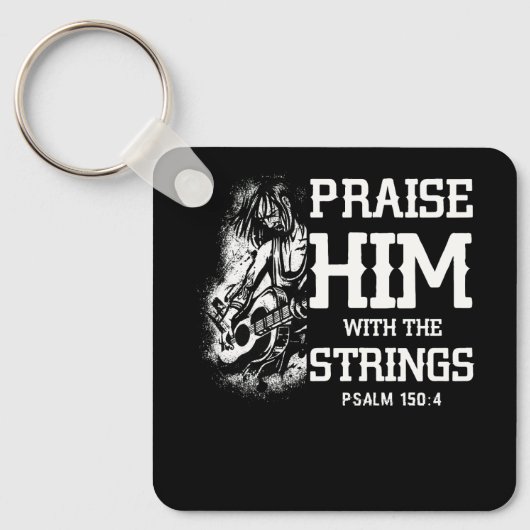 Prijs hem met de snaren Psalm 150 4 Christus Bas Sleutelhanger (Voorkant)