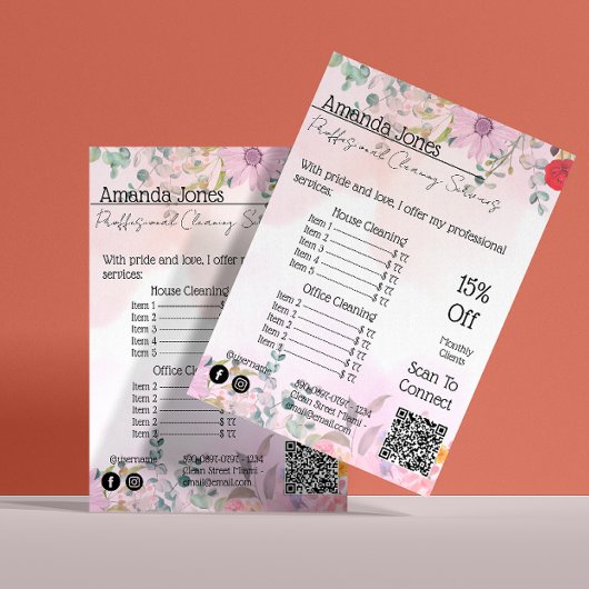 Prijs huishoudelijke hulp Bloem QR-code Flyer