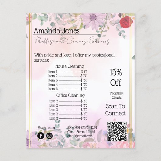 Prijs huishoudelijke hulp Bloem QR-code Flyer (Voorkant)