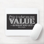 Prijs is wat je pagina - wit op zwart muismat (Met muis)