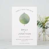 Prijs moderne eucalyptus Leaf Large Save the Date (Staand voorkant)