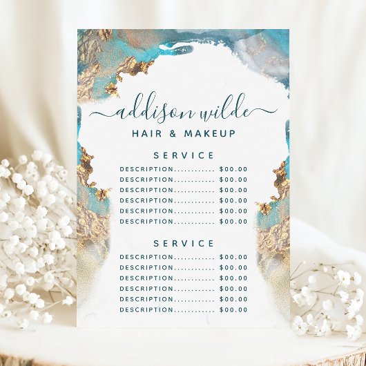 Prijs van de blauw- en goudmatige Art Liquid Ink S Menu