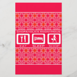 Prijs voor de roze Funny Shopaholic Eat Sleep Shop Briefpapier