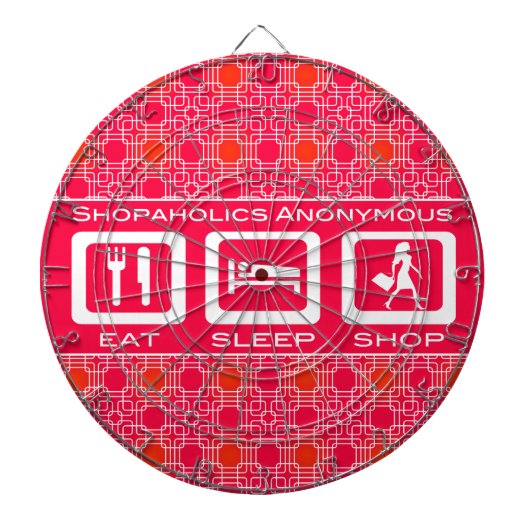 Prijs voor de roze Funny Shopaholic Eat Sleep Shop Dartbord (Voorkant)