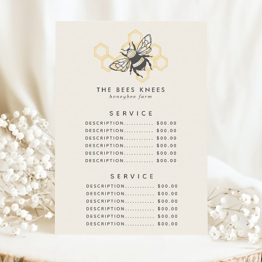  prijs voor Logo bijen Rustic Honeybee Service Menu