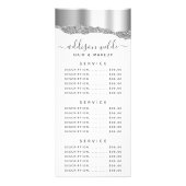 Prijs voor zilver glitter diamanten glam service reclamekaart (Voorkant)