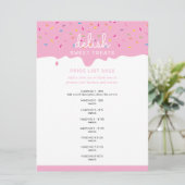 PRIJSDIENST LIJST roze vorst drip sprinkles Kaart (Staand voorkant)