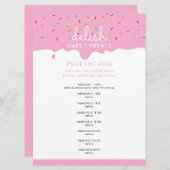 PRIJSDIENST LIJST roze vorst drip sprinkles Kaart (Voorkant / Achterkant)