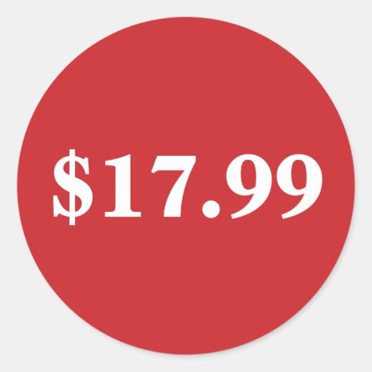 Prijskaartje Sticker Rode Cirkel Met Aangepaste Te (Voorkant)