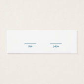 Prijslabel met kledingmaat voor roze-blauw gestree mini visitekaartjes (Achterkant)