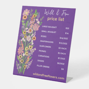 Prijslijst Bloemist Handgeschilderde Bloemen Markt Reclamebord Met Voetstuk
