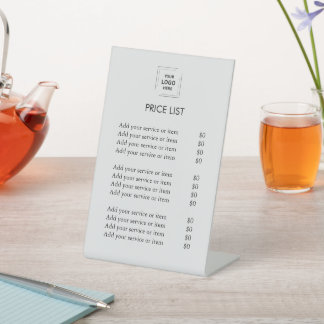 prijslijst | Business Logo Modern Silver Grey Reclamebord Met Voetstuk