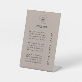 prijslijst | Business Logo Moderne bruine kleur Reclamebord Met Voetstuk