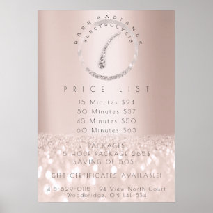 Prijslijst Electrolysis Haarverwijdering Rose Beau Poster