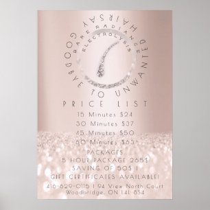 Prijslijst Electrolysis Haarverwijdering Rose Beau Poster