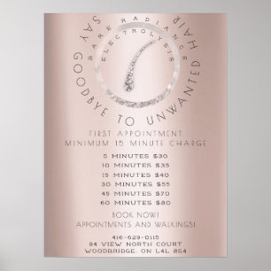 Prijslijst Electrolysis Haarverwijdering Rose Glit Poster