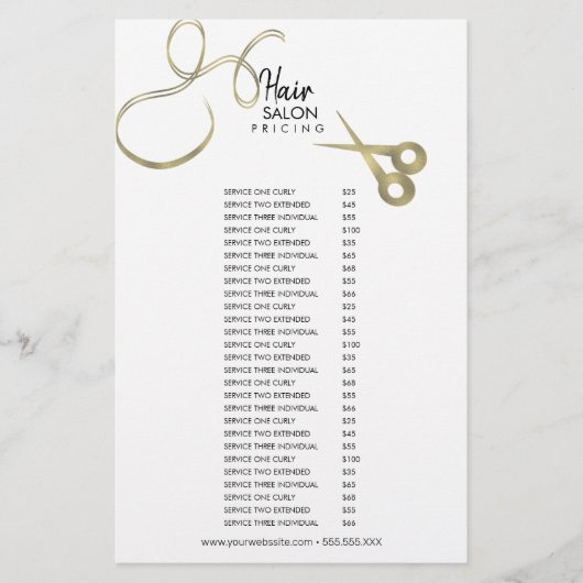 Prijslijst Flyer Haarstudio Goud Zwart Menu (Voorkant)