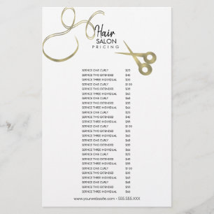 Prijslijst flyer kapsalon goud zwart menu