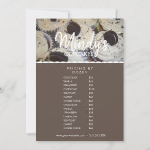 Prijslijst Flyer voor Thuisbakkery Cupcakes Kaart