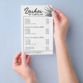 Prijslijst Gebogen Wimper Extensies met Witte Rand Flyer (Hand)