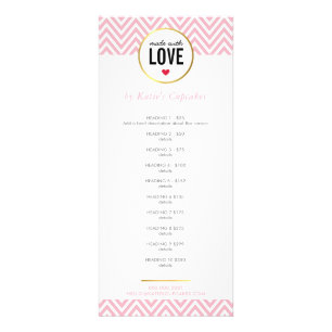 PRIJSLIJST gemaakt met liefde modern roze chevron Reclamekaart