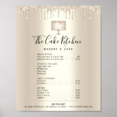 Prijslijst Glitter Drip Menu van de bakkerij van G Poster (Voorkant)