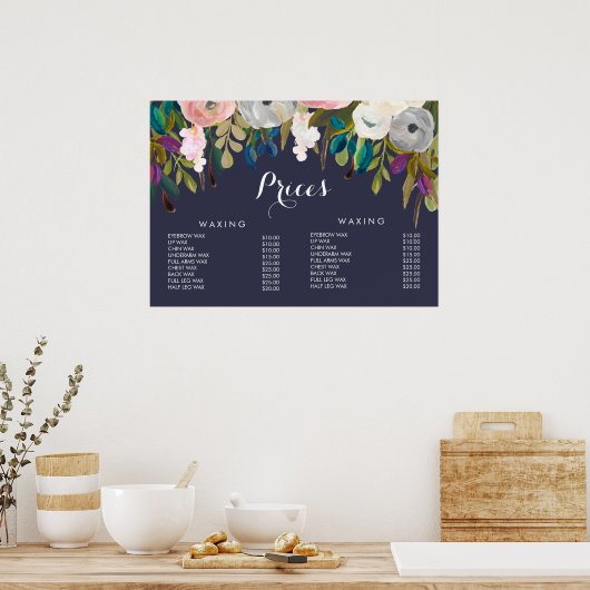 Prijslijst haar schoonheidssalon kapper menu poste poster (Keuken)