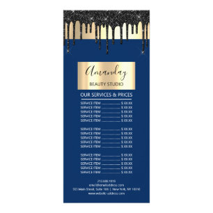Prijslijst Hair Makeup Lashes Nail Drift Blue Navy Reclamekaart