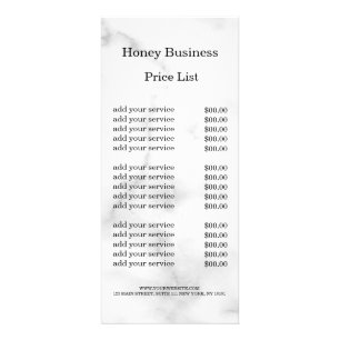 Prijslijst Honey Business Rack Card Reclamekaart
