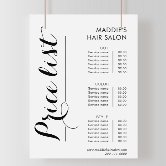 Prijslijst kalk voor kalligrafie