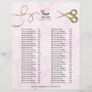 Prijslijst kapsalon marmer roze goud flyer