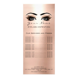 Prijslijst Lashes Extension Makeup Roos Gold Coral Reclamekaart