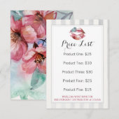 Prijslijst Lippenstift Distributeur Waterverfkaart (Voorkant / Achterkant)