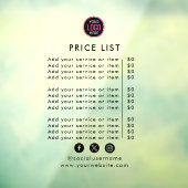 Prijslijst | Logo Bedrijfs Moderne Beroeps Raamsticker (Vel 3)