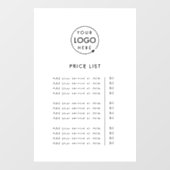 Prijslijst | Logo Bedrijfs Moderne Beroeps Raamsticker (Vel)