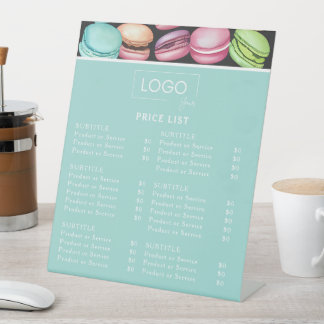 Prijslijst | Logo Macaron Mint Patisserie Reclamebord Met Voetstuk