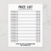 Prijslijst. Maximaal 40 objecten en prijzen. Dubbe Flyer (Achterkant)