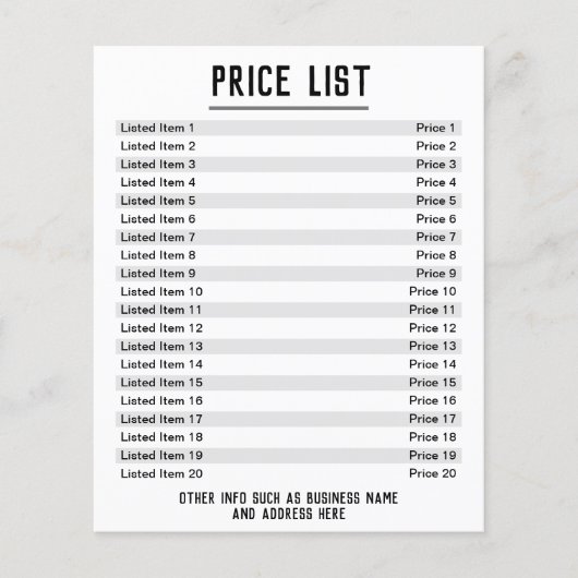 Prijslijst. Maximaal 40 objecten en prijzen. Dubbe Flyer (Voorkant)