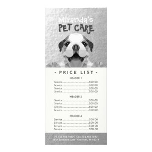 Prijslijst met lage poly Dog Pet Care Grooming Reclamekaart