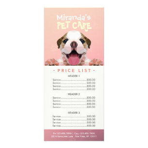 Prijslijst met lage poly Dog Pet Care Grooming Reclamekaart