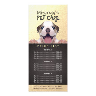 Prijslijst met lage poly Dog Pet Care Grooming Reclamekaart