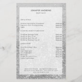 Prijslijst met moderne zilver Glitter Salon  Flyer (Voorkant)