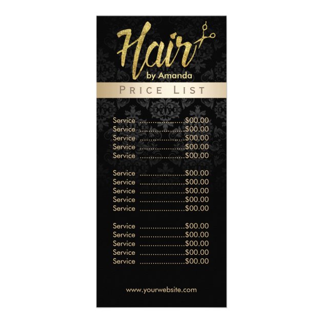Prijslijst met onbewerkte zalon in handpalm met go reclamekaart | Zazzle.be