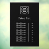 Prijslijst met zwart logo | Aangepast professionee Raamsticker (Vel 3)
