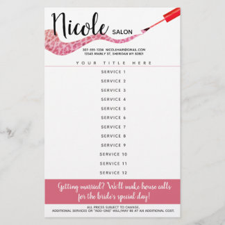 Prijslijst nagelstudio manicure pedicure salon flyer