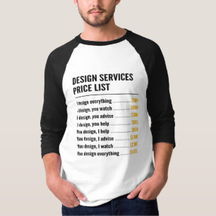 Prijslijst Ontwerpservices T-shirt