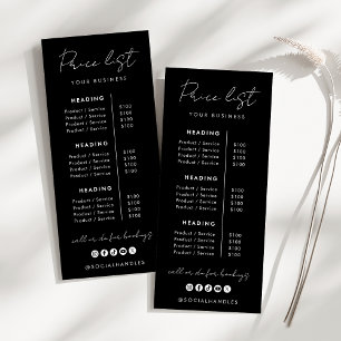 Prijslijst Professionele Aangepaste Producten Dien Reclamekaart