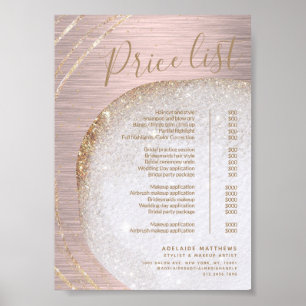 Prijslijst roos Gold Glitter geborsteld metaal Poster