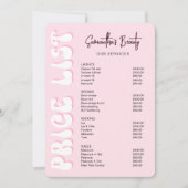 Prijslijst roze moderne schoonheidslash (Voorkant)